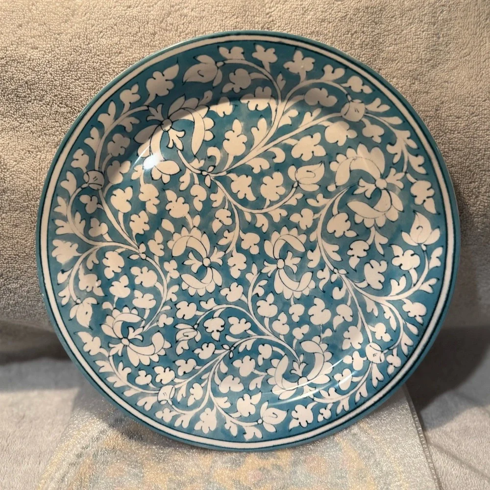 New Pottery Barn ‘Ava’ Floral Dinner Plate Set, S/4, Turquoise